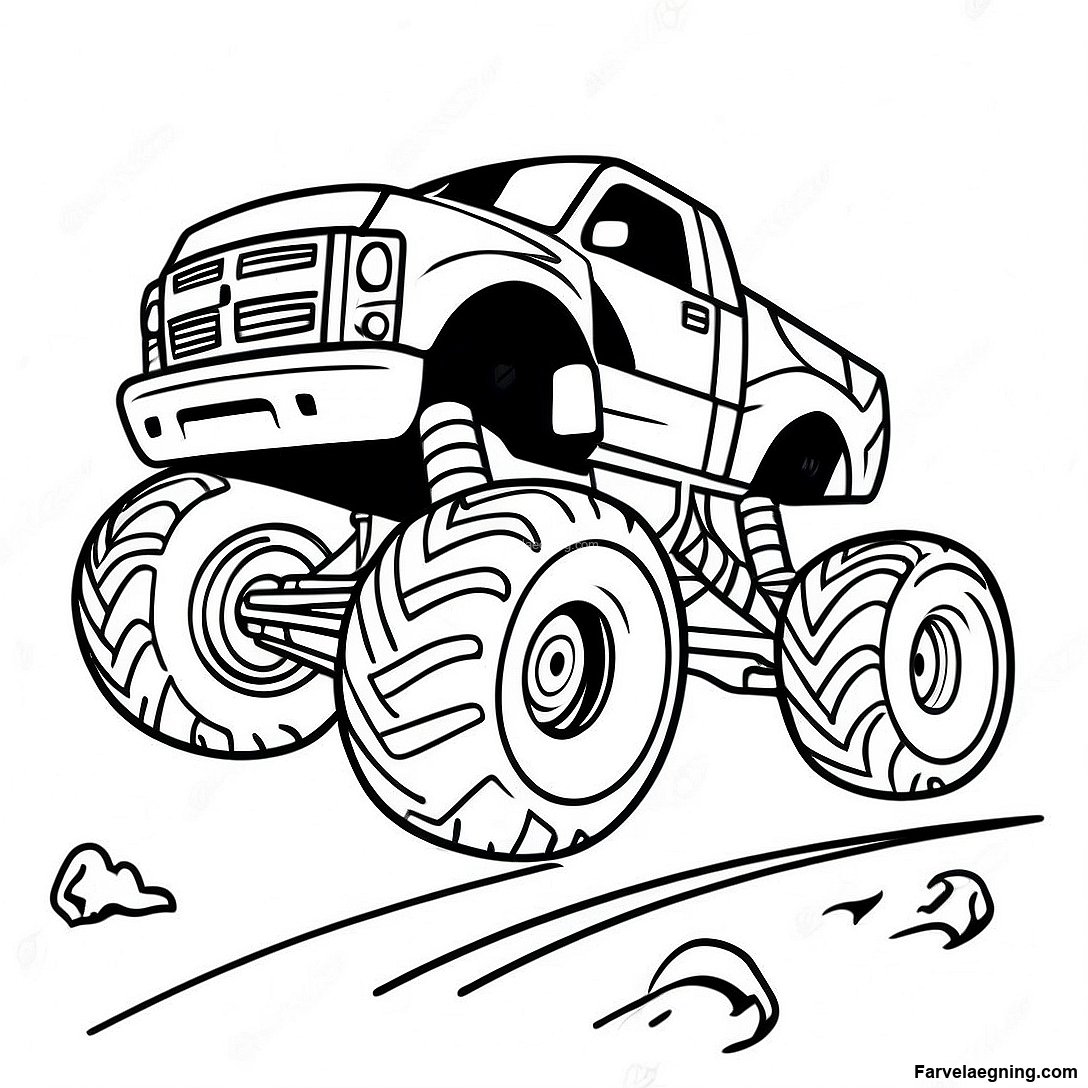 Hurtig Monstertruck Korer Pa En Grusbane Farvelaegningssider 10323 1182
