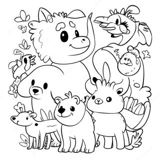 Farverig Collage Af Dyr Farvelaegningsside 100192-38832