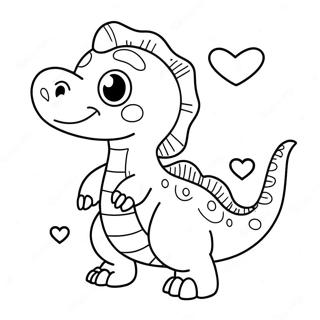 Sod Dinosaur Med Hjerte Farvelaegningsside 100319-38930