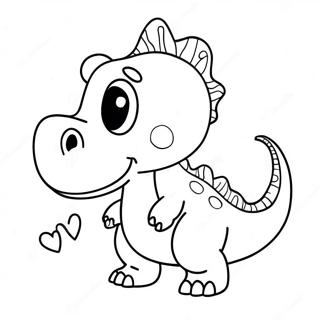 Sod Dinosaur Med Hjerte Farvelaegningsside 100319-38931