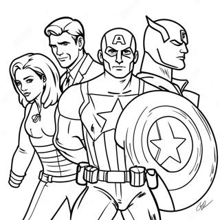 Captain America Med Venner Farvelaegningsside 10057-1890