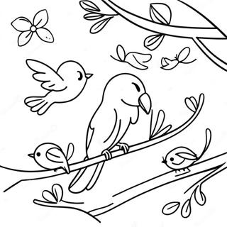 Sakura Gren Med Fugle Farvelaegningsside 100679-39223