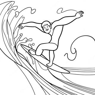 Surfer Der Rider En Bolge Med Surfboard Farvelaegningsside 100933 39420