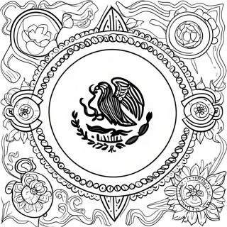 Mexicansk Flag Med Symboler Farvelaegningsside 101035 39497