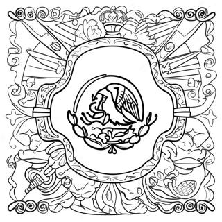 Mexicansk Flag Med Symboler Farvelaegningsside 101035 39499