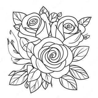 Romantisk Rosenbuket Farvelaegningssider 10155-2080