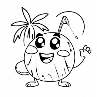 Sjov Kokosnod Karakter Farvelaegningsside 101628-40066