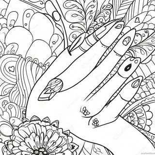 Farverige Neglekunst Design Farvelaegningsside 102321-40600