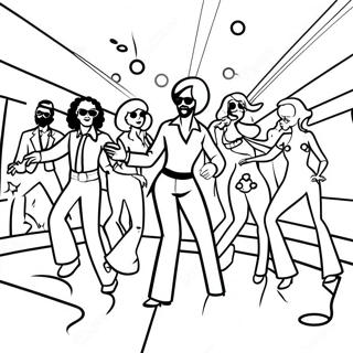 Farverig 70ernes Disco Dansescene Farvelaegningsside 103121 41221