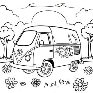 Fredelig 70ernes Hippie Van Farvelaegningsside 103122 41227