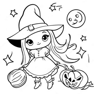 Charmerende Vintage Halloween Heks Farvelaegningsside 103430-41467