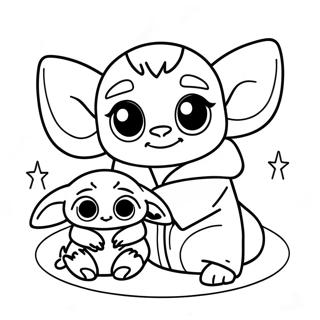 Eventyrlig Stitch Og Baby Yoda Farvelaegningsside 103789 41744