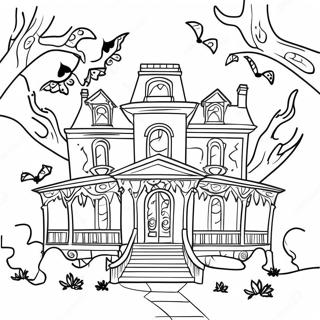 Uhyggelig Forladt Herregard Med Spogelser Farvelaegningsside 104149-42023