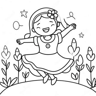 Glad Blomsterpige Danser Farvelaegningsside 104845-42569