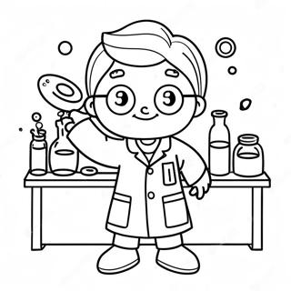 Sid Den Videnskabelige Dreng I Laboratoriekittel Farvelaegningsside 104948-42646