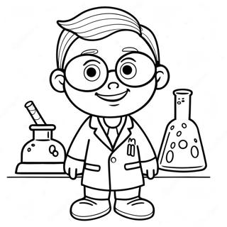 Sid Den Videnskabelige Dreng I Laboratoriekittel Farvelaegningsside 104948-42648