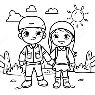 Eventyrlig Dreng Og Pige Farvelaegningsside 105227 42871