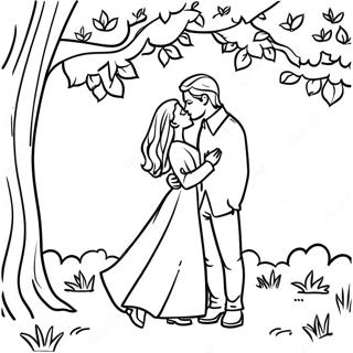 Romantisk Par Under Et Trae Farvelaegningsside 105488 43081