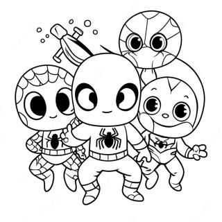 Elskelig Baby Spiderman Med Venner Farvelaegningsside 105538-43114