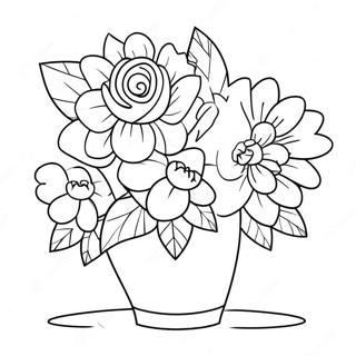 Romantiske Valentinsdag Blomster Farvelaegningsside 105664-43210