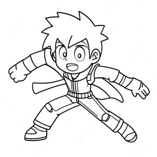 Anime Dreng I Action Pose Farvelaegningsside 105823-43341