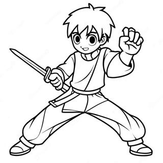 Anime Dreng I Action Pose Farvelaegningsside 105823-43343