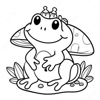 Glad Fro Sidder Pa En Svamp Farvelaegningsside 106001 43471