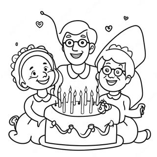 Munter Fodselsdagsfest Scene Til Bedstemor Farvelaegningsside 106105-43560