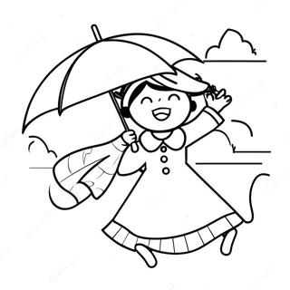 Mary Poppins Flyvende Med Paraply Farvelaegningsside 106490-43851