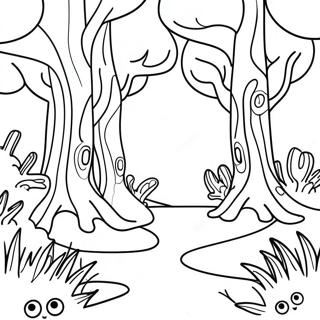 Fantastiske Aestetiske Trippy Skovscene Farvelaegningsside 106544 43901