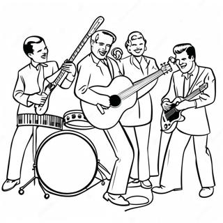 1950ernes Rock And Roll Musik Farvelaegningsside 107307 44497