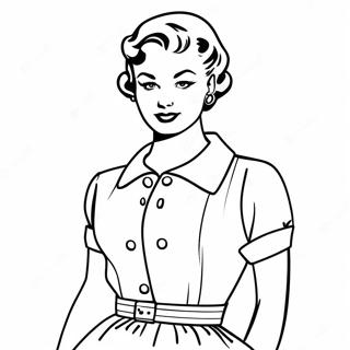 1950ernes Retro Mode Farvelaegningsside 107308 44502