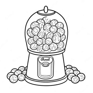 Kugleautomat Fyldt Med Godbidder Farvelaegningsside 109829 46531