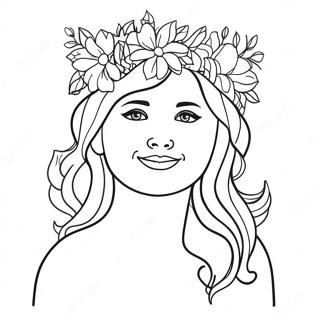Gravid Kvinde Med Blomsterkrone Farvelaegningsside 109980-46634