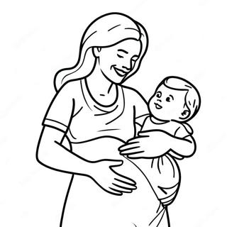 Glad Gravid Mor Holder Babybump Farvelaegningsside 109981-46638