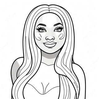 Nicki Minaj Med Farverigt Har Farvelaegningsside 110084-46717