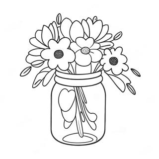 Sod Mason Jar Med Blomster Farvelaegningsside 110343-46917