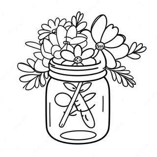 Sod Mason Jar Med Blomster Farvelaegningsside 110343-46918