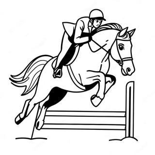 Farverig Farvelaegningsside Med Springhest Og Rytter 111503 47855