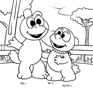 Farvelaegningsside Med Elmo Og Abby Der Leger I Parken 111526-47862