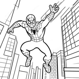 Spiderman Svinger Gennem Byen Farvelaegningsside 112445-48582