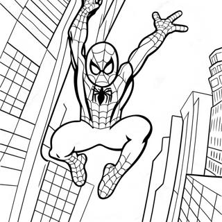 Spiderman Svinger Gennem Byen Farvelaegningsside 112445-48583