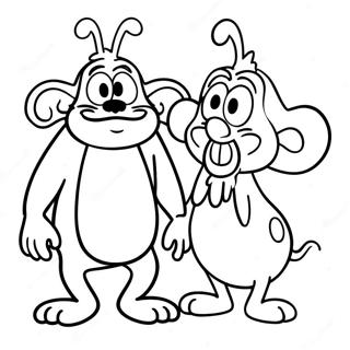 Ren Og Stimpy Tegnefilmscene Farvelaegningsside 112834-49013