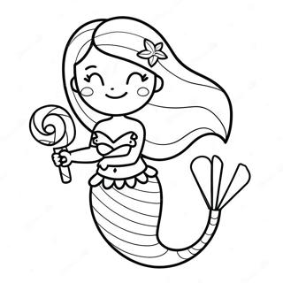 Festlig Havfrue Med Slikstokke Farvelaegningsside 113602-49603