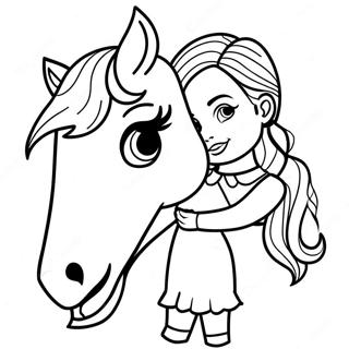 Smuk Pige Med En Pony Farvelaegningsside 113759-49731