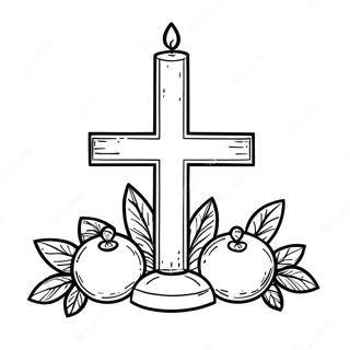 Kommunionskors Og Stearinlys Farvelaegningsside 113916 49854