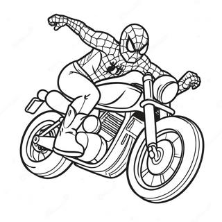 Spiderman Udforer Stunts Pa Motorcykel Farvelaegningssiden 114377 50215
