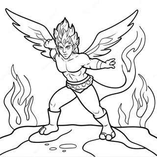 Akaza Med Braendende Baggrund Farvelaegningsside 114685-50447