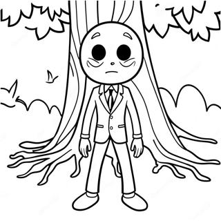 Slenderman Gemmer Sig Bag Et Trae Farvelaegningsside 115770-51294