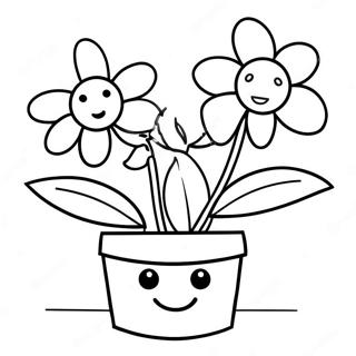 Sjov Blomsterkrukke Karakter Farvelaegningsside 115976-51455